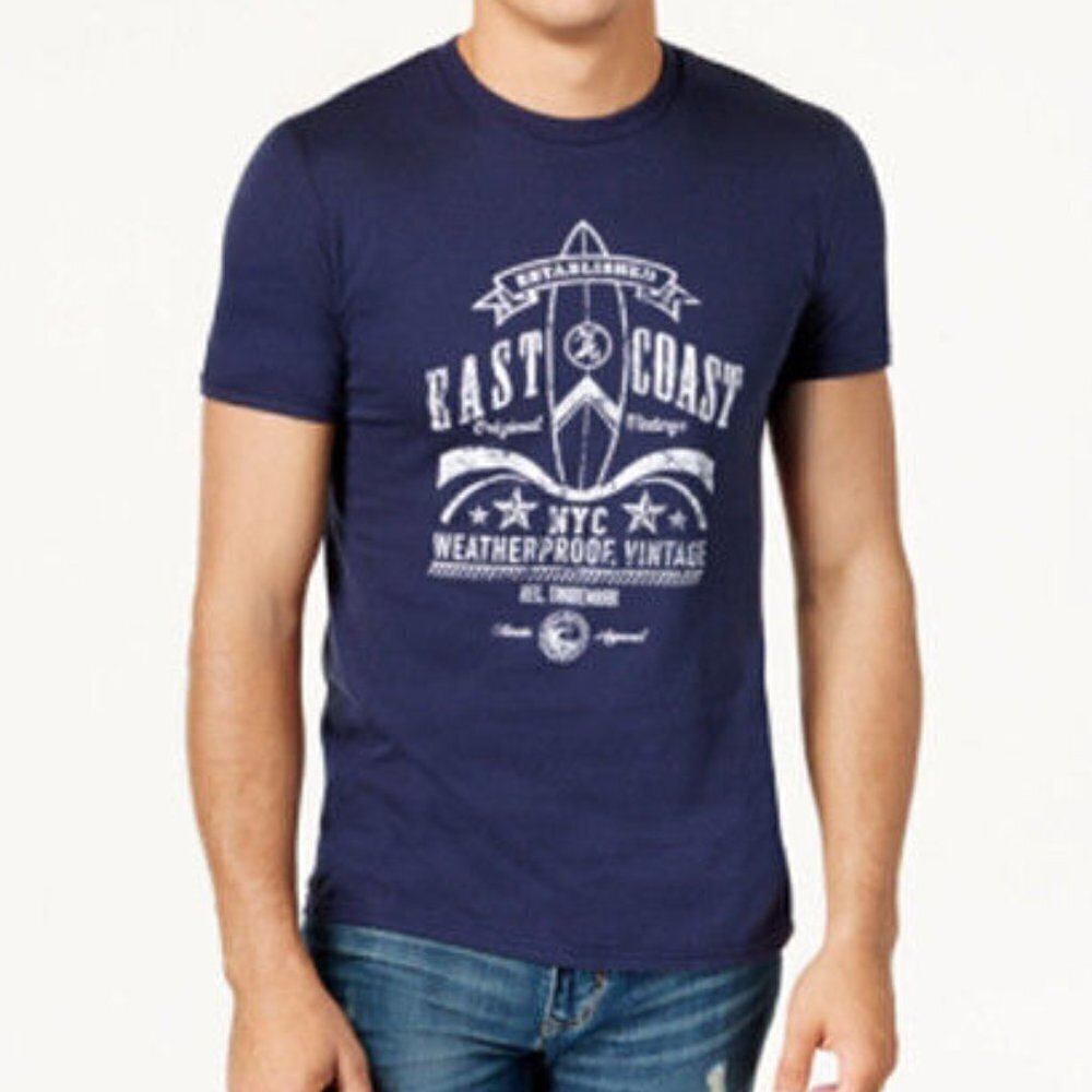 Weatherproof Vintage Navy Blue East Coast Logo-Print Crew Neck T-Shirt XL
